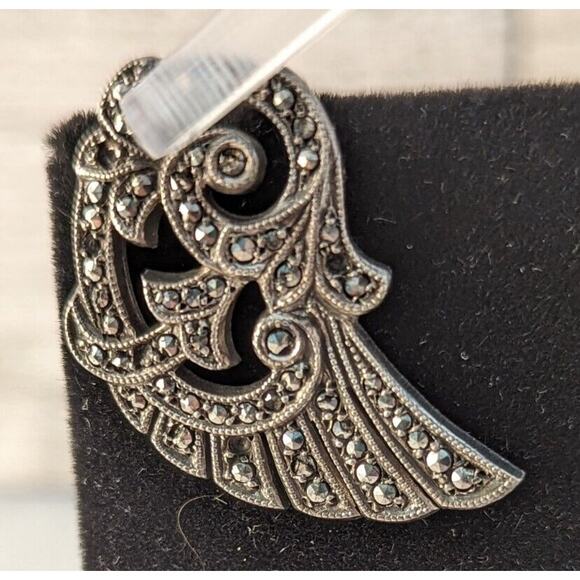 Marcasite earrings Posts Couple of Stones Missing see photos Art Deco - Picture 6 of 10